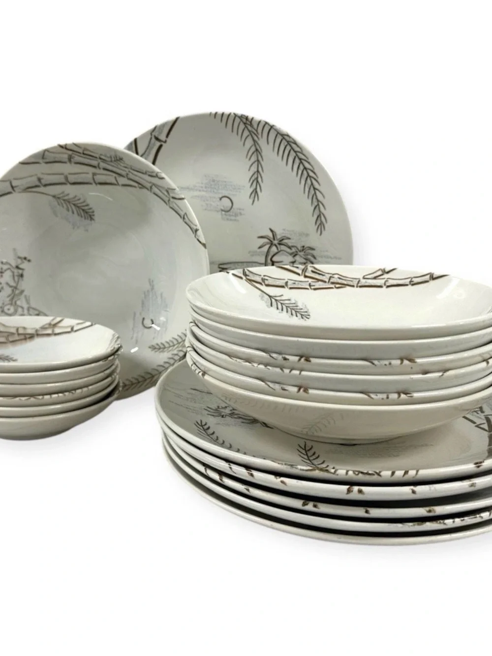 Vintage Harmony House Caribbean 19 Pc Dinnerware Set Japan Dawn Gray Spice